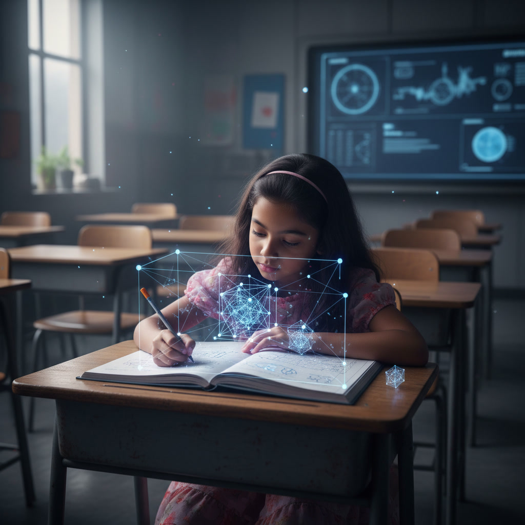A student learning safely with digital protection